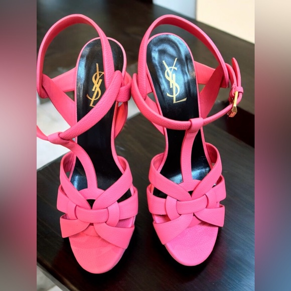 YSL/ Yves Saint Laurent  shoes. Beautiful tangerine color. Like new - Picture 2 of 11